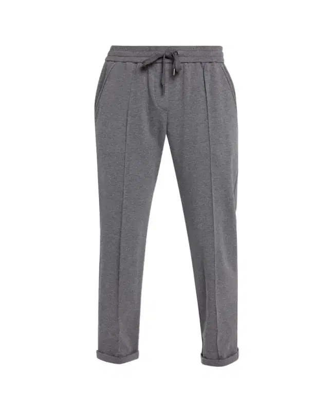 Brunello Cucinelli Monili-Trim Cotton Fleece Tapered-Leg Ankle Track Pants
