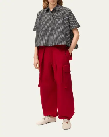 Loewe Check Cotton Short-Sleeve Trapeze Shirt | Thumbnail 2