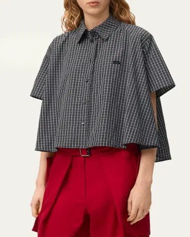 Loewe Check Cotton Short-Sleeve Trapeze Shirt | Thumbnail 4