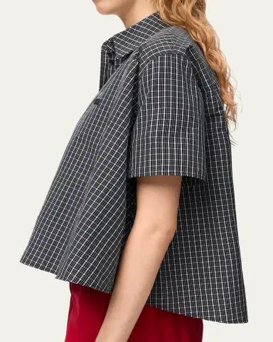 Loewe Check Cotton Short-Sleeve Trapeze Shirt | Thumbnail 5