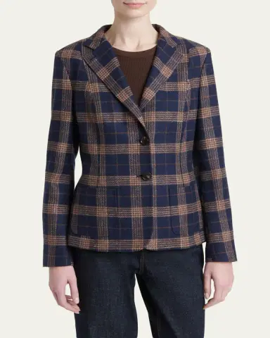 Kiton Plaid Single-Breasted Blazer | Thumbnail 4