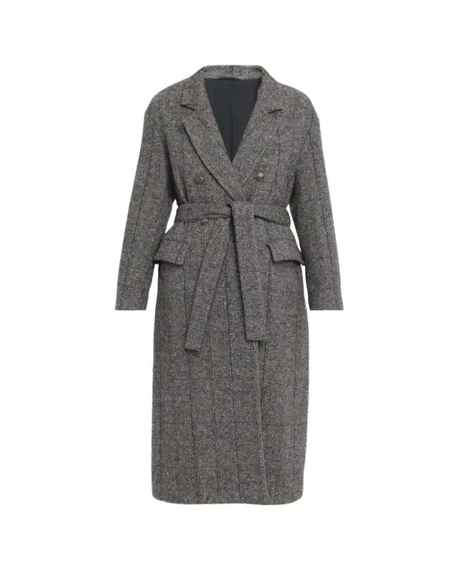 Brunello Cucinelli Macrocheck Alpaca Long Coat