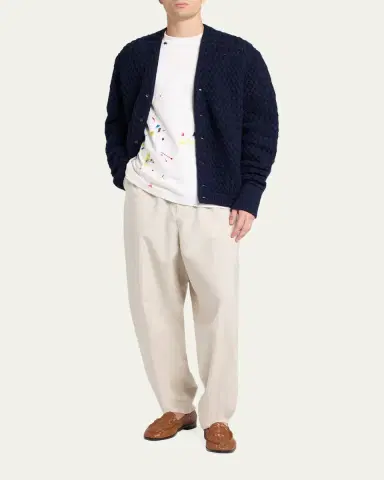 Bottega Veneta Men's Intrecciato Wool Knit Cardigan | Thumbnail 2 Bottega Veneta Men's Intrecciato Wool Knit Cardigan | Thumbnail 2