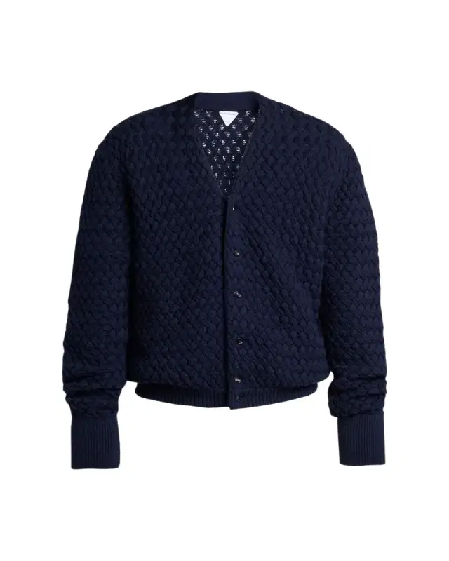 Bottega Veneta Men's Intrecciato Wool Knit Cardigan