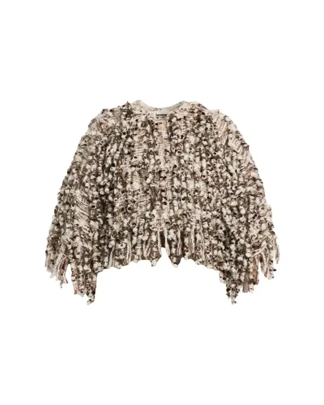 Brunello Cucinelli Embellished Curly Mohair Cape