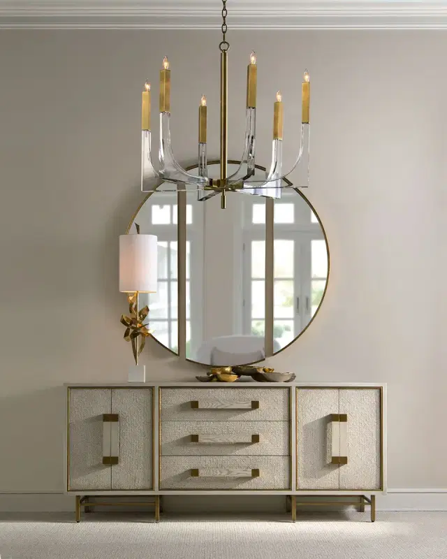 John-Richard Collection Acrylic Brass Finish Chandelier, 6 Lights