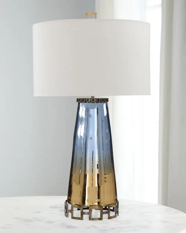 John-Richard Collection Sapphire Blue & Cognac Glass Table Lamp