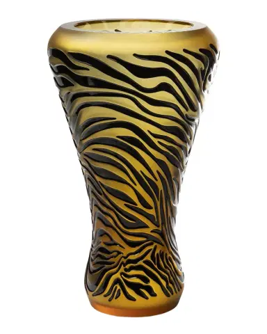 Lalique Tiger 18" Vase, Amber/Black Enamel | Thumbnail 1