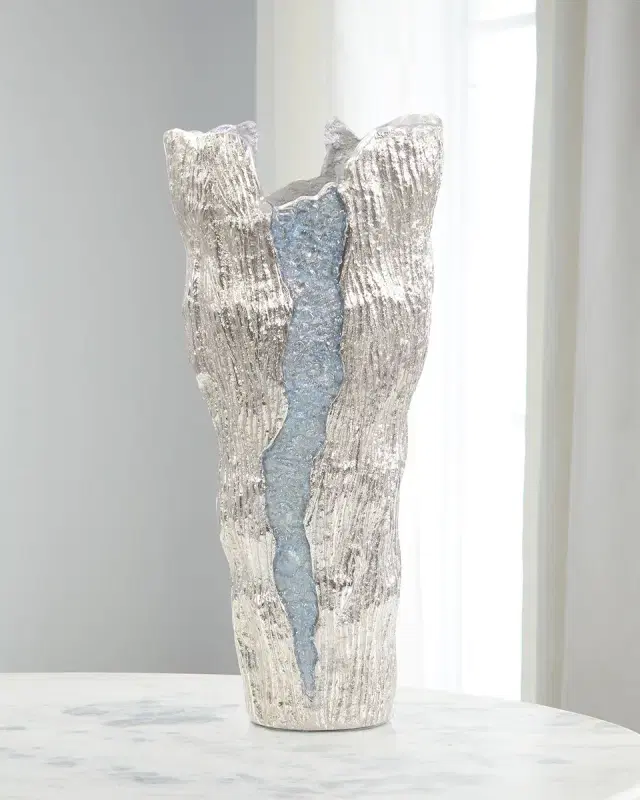 John-Richard Collection Large Cascade Vase, Nickel
