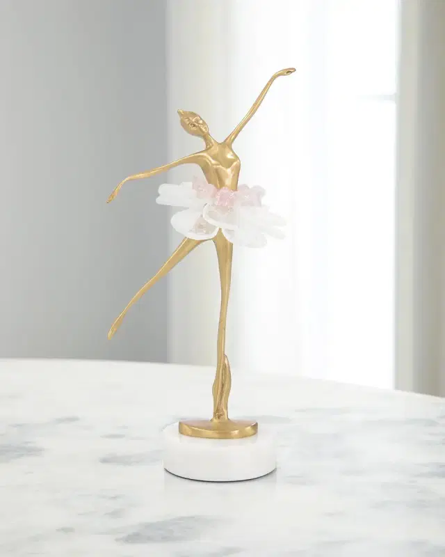 John-Richard Collection Selenite Ballet Sculpture on Marble Base I