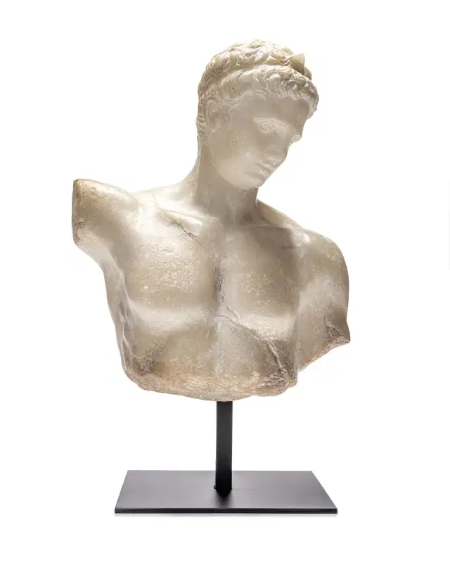 John-Richard Collection Greek Bust on Metal Base, 18"