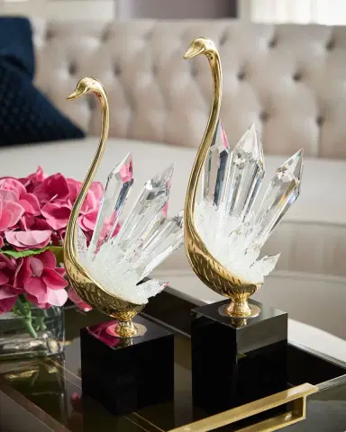 John-Richard Collection Crystalline Bird Sculpture on Black Base | Thumbnail 1