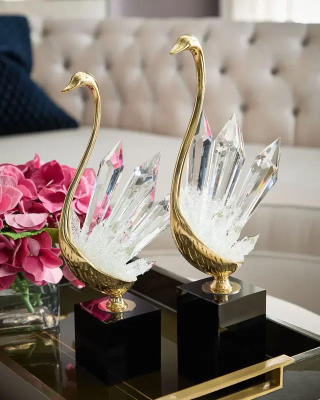 John-Richard Collection Crystalline Bird Sculpture on Black Base