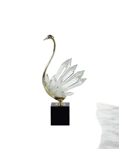 John-Richard Collection Crystalline Bird Sculpture on Black Base, 20" | Thumbnail 1
