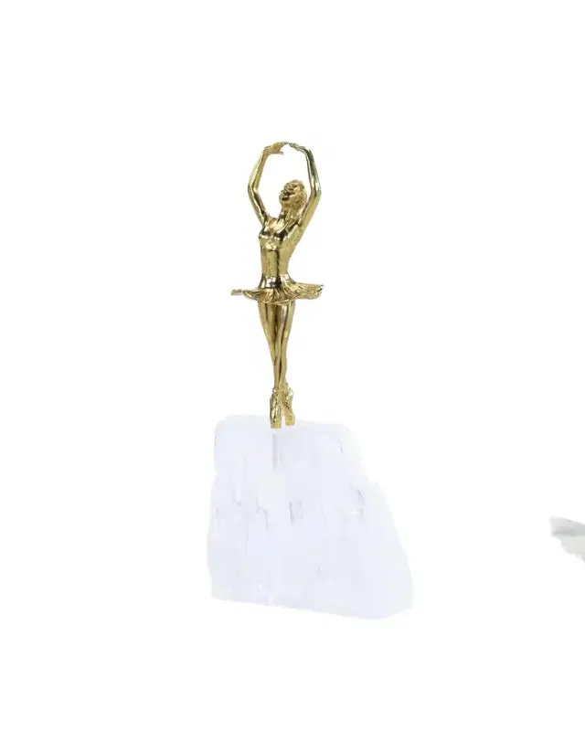 John-Richard Collection Brass Dancer on Selenite Sculpture