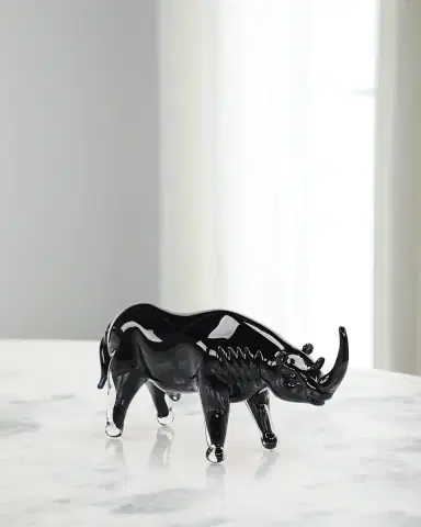 John-Richard Collection Glass Rhino Sculpture | Thumbnail 1