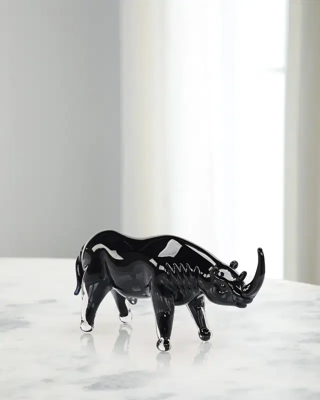 John-Richard Collection Glass Rhino Sculpture