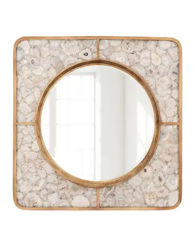 John-Richard Collection Sonora Agate Wall Mirror, 54" Square | Thumbnail 1