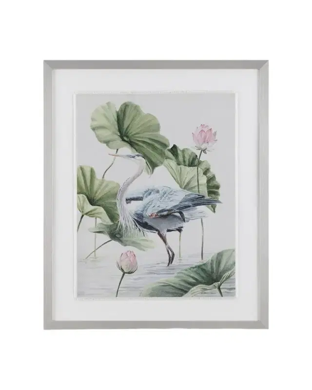 John-Richard Collection "Crane" Framed Giclee on Fabric by Annie Moran