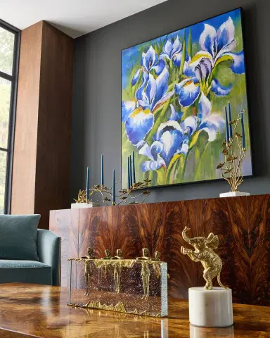 John-Richard Collection "Twilight Irises" Original Acrylic Painting on Canvas by Shi Fei | Thumbnail 3 John-Richard Collection "Twilight Irises" Original Acrylic Painting on Canvas by Shi Fei | Thumbnail 3