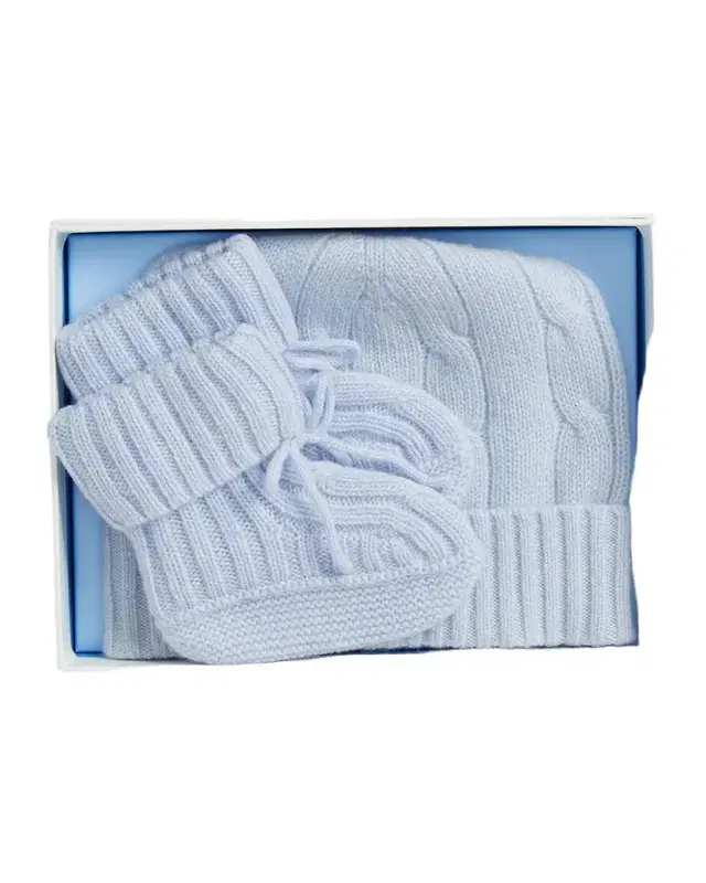 Polo Ralph Lauren Boy 's Cashmere Hat & Booties Gift Set, Size 0M-9M