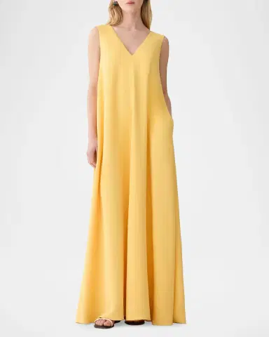 Lafayette 148 New York Sleeveless Viscose-Silk Trapeze Maxi Dress | Thumbnail 2