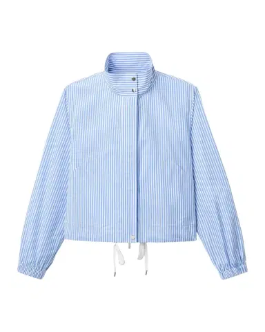 Lafayette 148 New York Zip-Front Striped Cotton Bomber Jacket | Thumbnail 1 Lafayette 148 New York Zip-Front Striped Cotton Bomber Jacket | Thumbnail 1