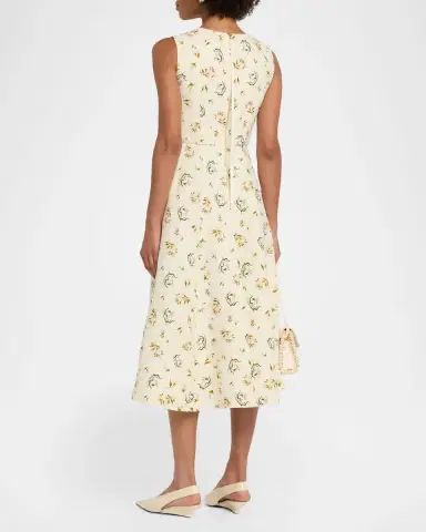 Adam Lippes Eloise Floral-Print Sleeveless Midi Dress | Thumbnail 3 Adam Lippes Eloise Floral-Print Sleeveless Midi Dress | Thumbnail 3