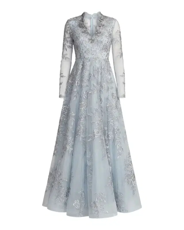 Mac Duggal Floral Embroidered A-Line Gown