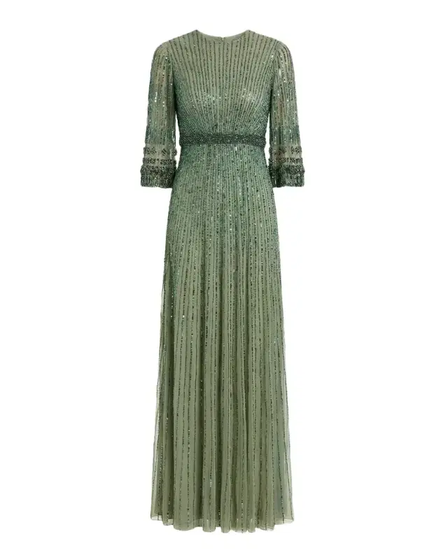 Mac Duggal Embellished Sequined A-Line Gown