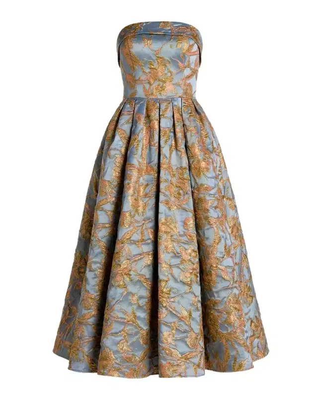 Mac Duggal Floral Brocade Midi Dress