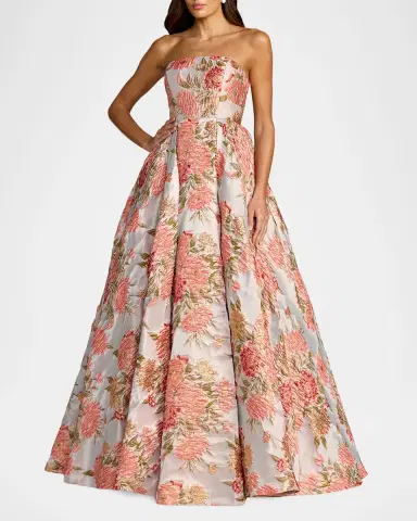Mac Duggal Floral Brocade Strapless Ball Gown | Thumbnail 2 Mac Duggal Floral Brocade Strapless Ball Gown | Thumbnail 2