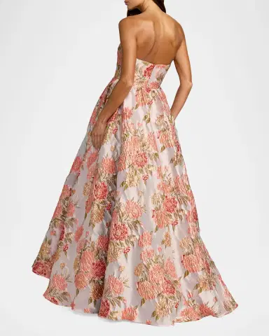 Mac Duggal Floral Brocade Strapless Ball Gown | Thumbnail 3 Mac Duggal Floral Brocade Strapless Ball Gown | Thumbnail 3