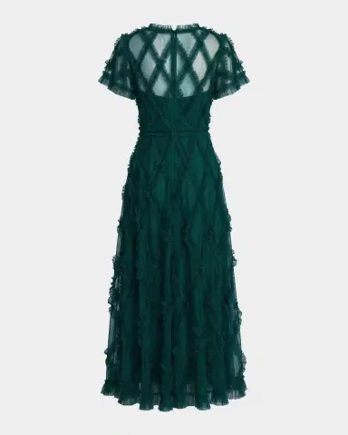 Mac Duggal Ruffled Diamond-Quilted Mesh Gown | Thumbnail 6