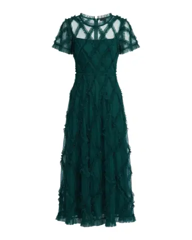Mac Duggal Ruffled Diamond-Quilted Mesh Gown | Thumbnail 1