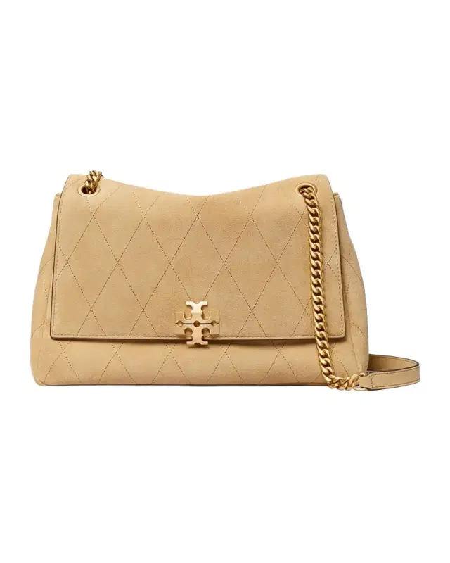 Tory Burch Charlie Quilted Suede Shoulder Bag