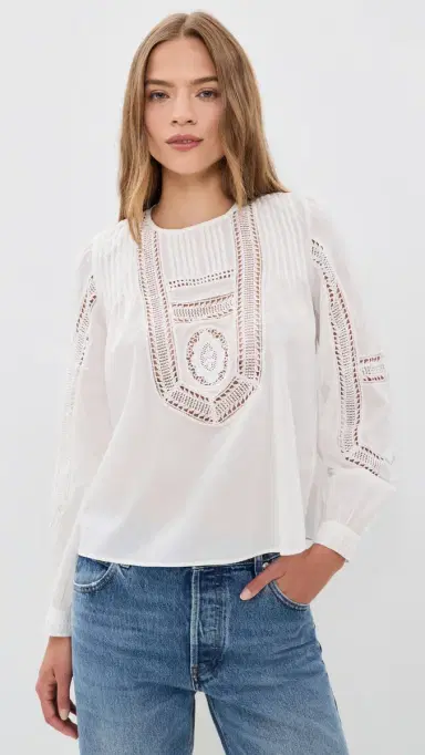 Ulla Johnson Marlowe Long Sleeve Cotton Top Pristine 2 | Thumbnail 2