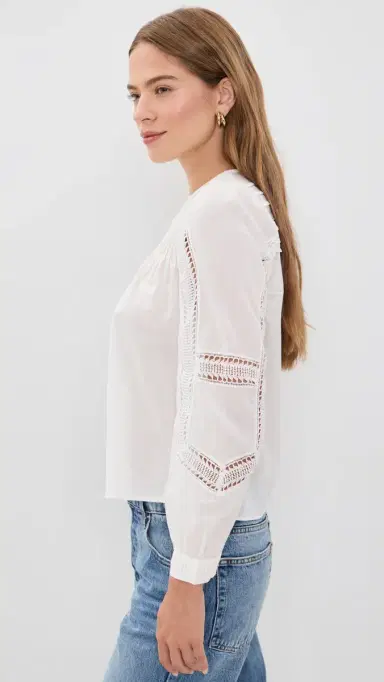 Ulla Johnson Marlowe Long Sleeve Cotton Top Pristine 2 | Thumbnail 4