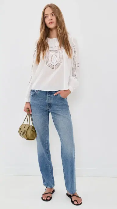 Ulla Johnson Marlowe Long Sleeve Cotton Top Pristine 2 | Thumbnail 5