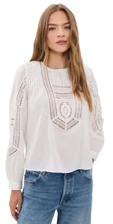 Ulla Johnson Marlowe Long Sleeve Cotton Top Pristine 2 | Thumbnail 1