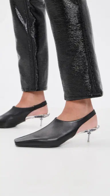 Courrèges Transparent Kitten-Heel Slingbacks Black | Thumbnail 3