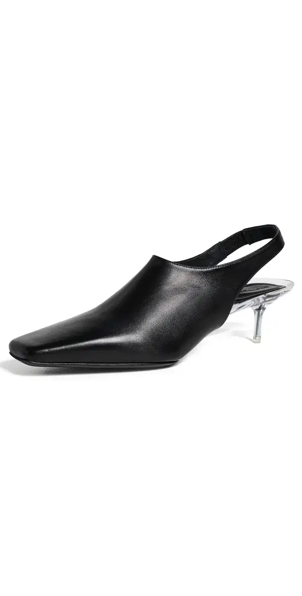 Courrèges Transparent Kitten-Heel Slingbacks Black
