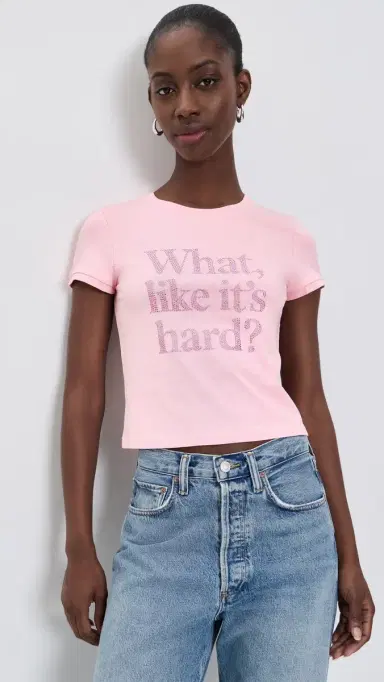 Alice + Olivia Onie Embellished Baby Tee Pink Lemonade L | Thumbnail 2