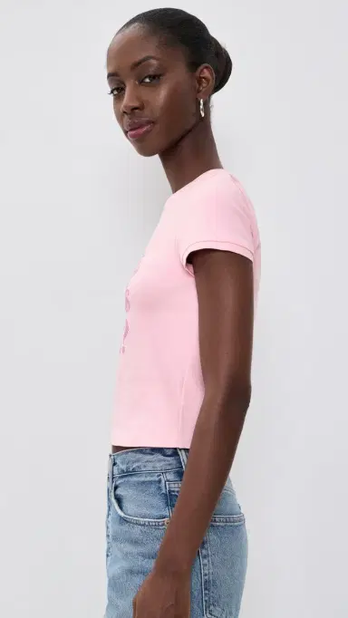 Alice + Olivia Onie Embellished Baby Tee Pink Lemonade L | Thumbnail 4