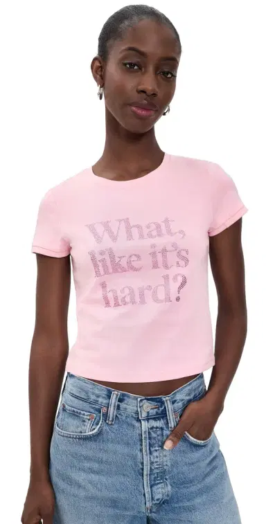 Alice + Olivia Onie Embellished Baby Tee Pink Lemonade L | Thumbnail 1
