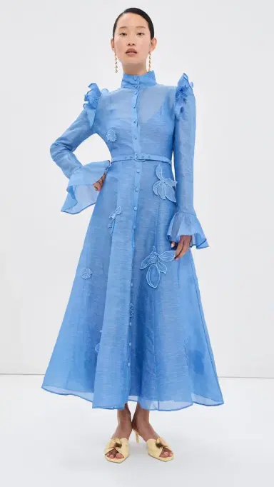 LEO LIN Katrina Applique Butterfly Sleeve Dress Azure | Thumbnail 5 LEO LIN Katrina Applique Butterfly Sleeve Dress Azure | Thumbnail 5
