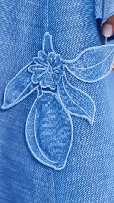 LEO LIN Katrina Applique Butterfly Sleeve Dress Azure | Thumbnail 6 LEO LIN Katrina Applique Butterfly Sleeve Dress Azure | Thumbnail 6