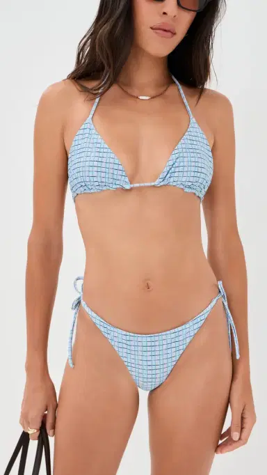 Peixoto Fifi Bikini Top Blue Breeze Plaid L | Thumbnail 5