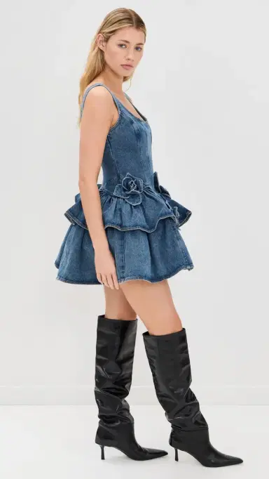Aknvas Devyn Denim Dress with Rose Detail | Thumbnail 4 Aknvas Devyn Denim Dress with Rose Detail | Thumbnail 4