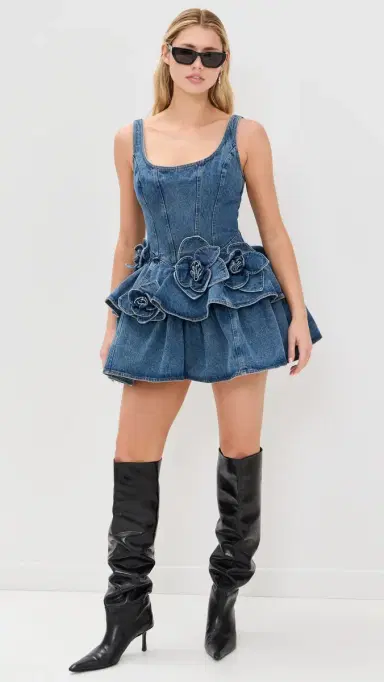 Aknvas Devyn Denim Dress with Rose Detail | Thumbnail 5 Aknvas Devyn Denim Dress with Rose Detail | Thumbnail 5
